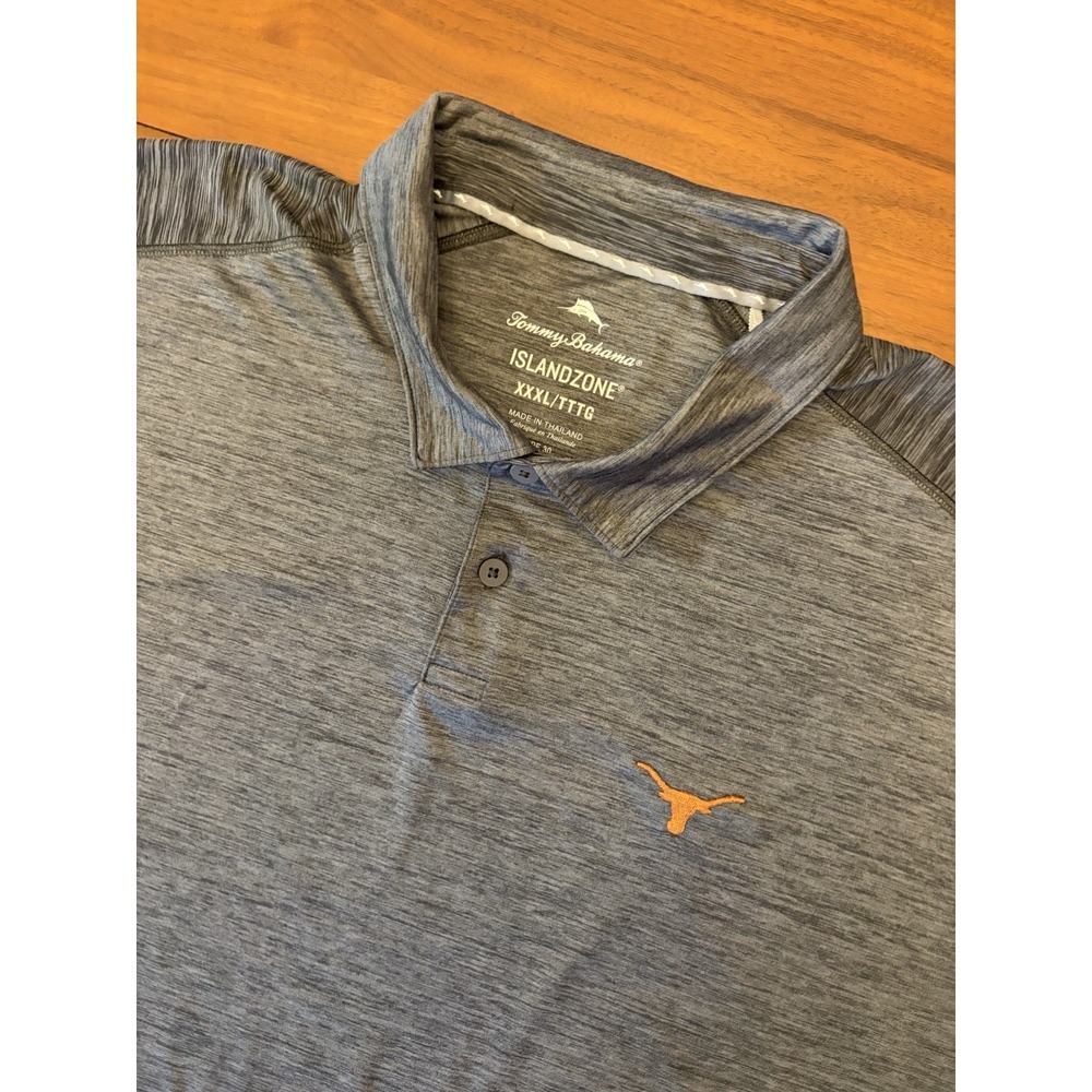 Texas Longhorns Tommy Bahama IslandZone Polo Shirt Men 3XL Gray UPF Golf Stretch